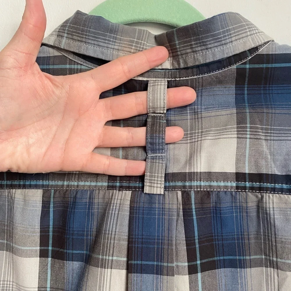 Men’s The North Face Plaid Short Sleeve Hammetts Button Down Blue Gray Size XL